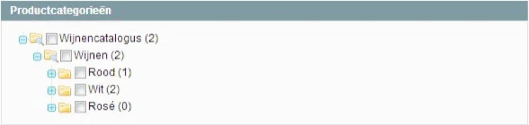 Screenshot nieuw product productcategorie Magento 1