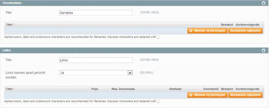 Screenshot download pagina product Magento 1